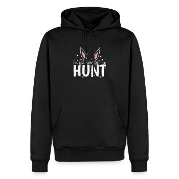 Je suis juste là pour la chasse aux œufs de Pâques - Sweat à capuche Premium bio Homme - noir - Devant - Nico (187cm)