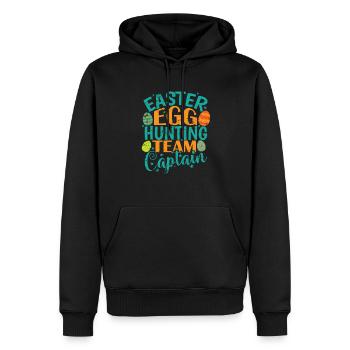 Capitaine de l’équipe de chasse aux œufs de Pâques lapin de Pâques - Sweat à capuche Premium bio Homme - noir - Devant - Nico (187cm)