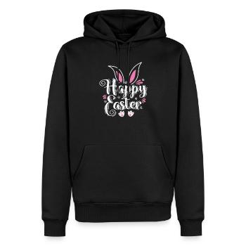 Happy Easter Bunny Colorful Easter Eggs - Men’s Premium Organic Hoodie - black - Front - Nico (187cm)