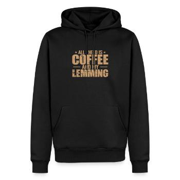 All I need is Coffee and my Lemming Nagetier - Männer Premium Bio Hoodie - Schwarz - Vorne - Nico (187cm)
