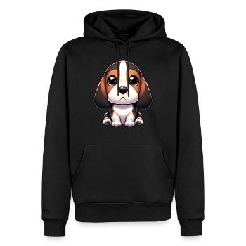 Digital illustration of cute Basset Hound - Men’s Premium Organic Hoodie - black - Front - Nico (187cm)