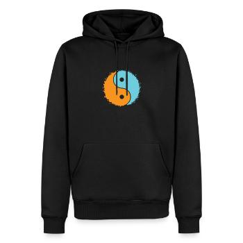 Symbole Orange, Bleu, Yin et Yang - Sweat à capuche Premium bio Homme - noir - Devant - Nico (187cm)