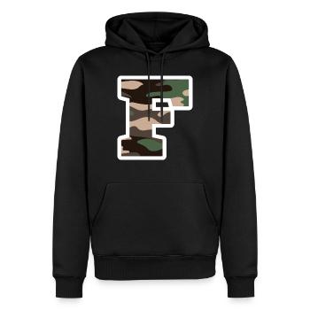 Buchstabe F Militärische Tarnung - Geschenkidee - Männer Premium Bio Hoodie - Schwarz - Vorne - Nico (187cm)