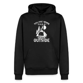 Vous n’êtes jamais trop vieux pour jouer au camping extérieur - Sweat à capuche Premium bio Homme - noir - Devant - Nico (187cm)