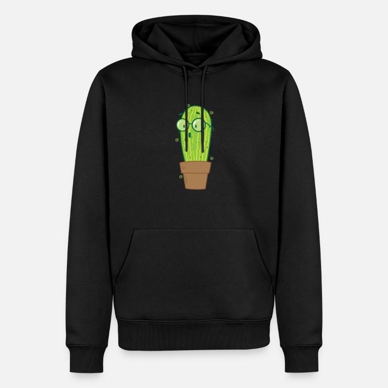 Streber Kaktus Pflanze - Männer Premium Bio Hoodie - Schwarz