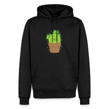 Cactus chat dans une plante en pot - Sweat à capuche Premium bio Homme - noir - Devant - Nico (187cm)