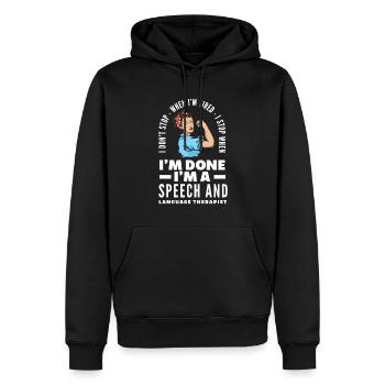 Speech therapist, speech therapist, speech therapist - Men’s Premium Organic Hoodie - black - Front - Nico (187cm)