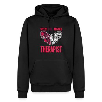 Speech therapist, speech therapist, speech therapist - Men’s Premium Organic Hoodie - black - Front - Nico (187cm)
