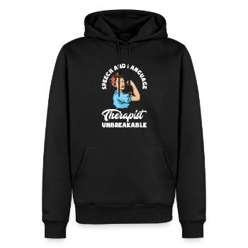Speech therapist, speech therapist, speech therapist - Men’s Premium Organic Hoodie - black - Front - Nico (187cm)