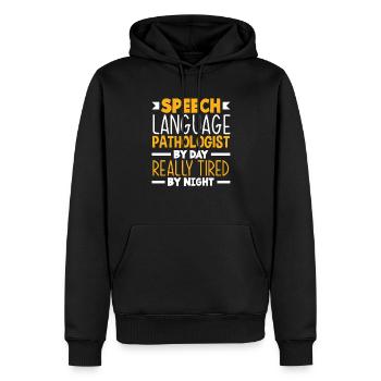 Speech therapist, speech therapist, speech therapist - Men’s Premium Organic Hoodie - black - Front - Nico (187cm)