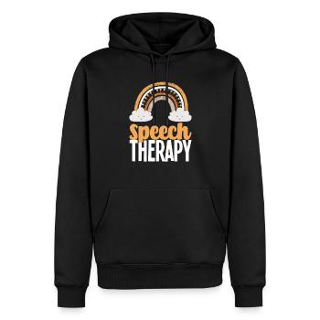 Speech therapist, speech therapist, speech therapist - Men’s Premium Organic Hoodie - black - Front - Nico (187cm)