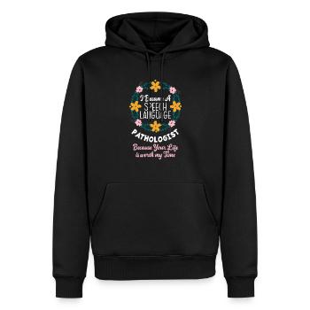 Speech therapist, speech therapist, speech therapist - Men’s Premium Organic Hoodie - black - Front - Nico (187cm)