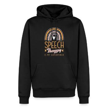 Speech therapist, speech therapist, speech therapist - Men’s Premium Organic Hoodie - black - Front - Nico (187cm)