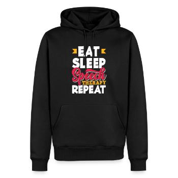 Speech therapist, speech therapist, speech therapist - Men’s Premium Organic Hoodie - black - Front - Nico (187cm)