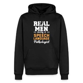 Speech therapist, speech therapist, speech therapist - Men’s Premium Organic Hoodie - black - Front - Nico (187cm)