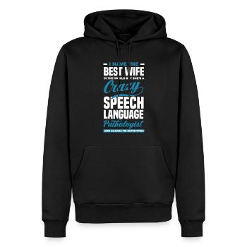 Speech therapist, speech therapist, speech therapist - Men’s Premium Organic Hoodie - black - Front - Nico (187cm)