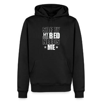 Sorry my Bed needs Me Dream - Men’s Premium Organic Hoodie - black - Front - Nico (187cm)