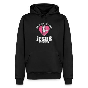 Ballet dans mes veines, Jésus dans mon cœur - Sweat à capuche Premium bio Homme - noir - Devant - Nico (187cm)