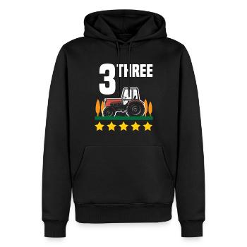3ème anniversaire tracteur 3 ans anniversaire chemise - Sweat à capuche Premium bio Homme - noir - Devant - Nico (187cm)