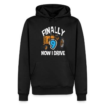 9e anniversaire tracteur 9 ans chemise d’anniversaire - Sweat à capuche Premium bio Homme - noir - Devant - Nico (187cm)