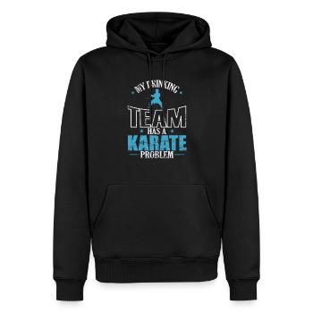 Mon équipe de beuverie a un problème de karaté - Sweat à capuche Premium bio Homme - noir - Devant - Nico (187cm)