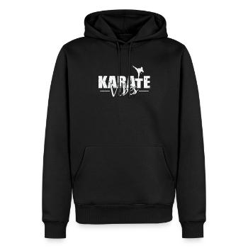Ambiance de karaté - Sweat à capuche Premium bio Homme - noir - Devant - Nico (187cm)