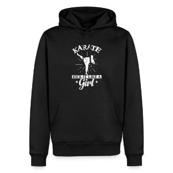 Karaté Kick it like a Girl - Sweat à capuche Premium bio Homme - noir - Devant - Nico (187cm)