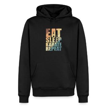 Manger Sommeil Karaté Répéter - Sweat à capuche Premium bio Homme - noir - Devant - Nico (187cm)