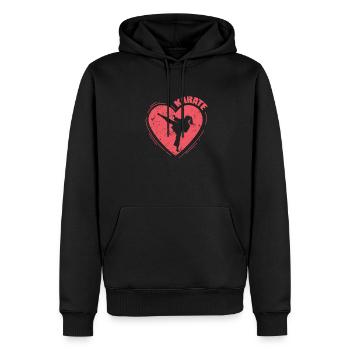Heart with karate and martial arts - Men’s Premium Organic Hoodie - black - Front - Nico (187cm)