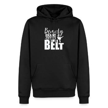 Beauty, Brains and a Black Belt in Karate - Männer Premium Bio Hoodie - Schwarz - Vorne - Nico (187cm)