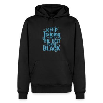 Karaté, continuez à vous entraîner jusqu’à ce que la ceinture devienne noire - Sweat à capuche Premium bio Homme - noir - Devant - Nico (187cm)