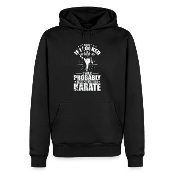 Je pensais au karaté - Sweat à capuche Premium bio Homme - noir - Devant - Nico (187cm)