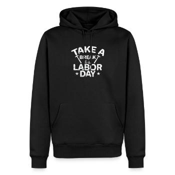 Take a Break it's Labor Day - Männer Premium Bio Hoodie - Schwarz - Vorne - Nico (187cm)