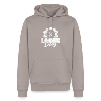 Fête du Travail aux États-Unis - Sweat à capuche Premium bio Homme - taupe - Devant - Nico (187cm)