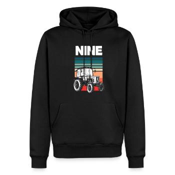 9e anniversaire tracteur 9 ans chemise d’anniversaire - Sweat à capuche Premium bio Homme - noir - Devant - Nico (187cm)