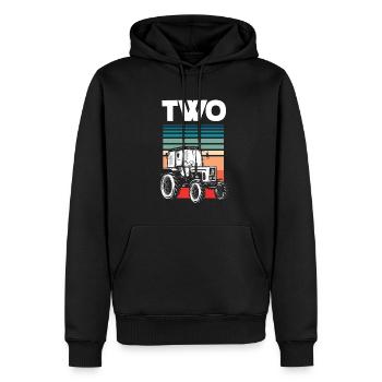 2e anniversaire tracteur 2 ans chemise d’anniversaire - Sweat à capuche Premium bio Homme - noir - Devant - Nico (187cm)