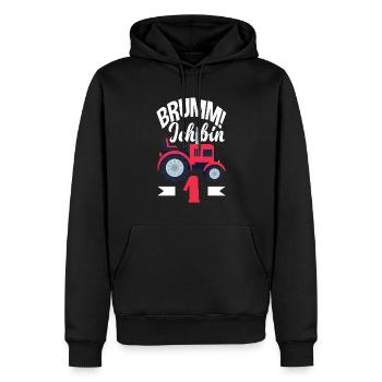 1er anniversaire tracteur 1 an chemise d’anniversaire - Sweat à capuche Premium bio Homme - noir - Devant - Nico (187cm)