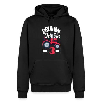 3ème anniversaire tracteur 3 ans anniversaire chemise - Sweat à capuche Premium bio Homme - noir - Devant - Nico (187cm)