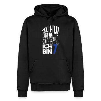 7. Geburtstag Traktor 7 Jahre Geburtstagsshirt - Männer Premium Bio Hoodie - Schwarz - Vorne - Nico (187cm)