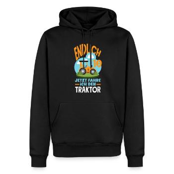 10e anniversaire tracteur 10 ans anniversaire chemise - Sweat à capuche Premium bio Homme - noir - Devant - Nico (187cm)