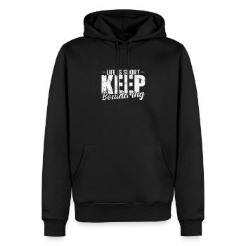 La vie est courte Continuez à faire de l’escalade de bloc - Sweat à capuche Premium bio Homme - noir - Devant - Nico (187cm)