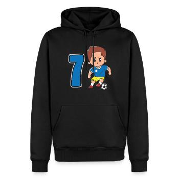 7. Geburtstag 7 Jahre Fußball Fußballspieler - Männer Premium Bio Hoodie - Schwarz - Vorne - Nico (187cm)