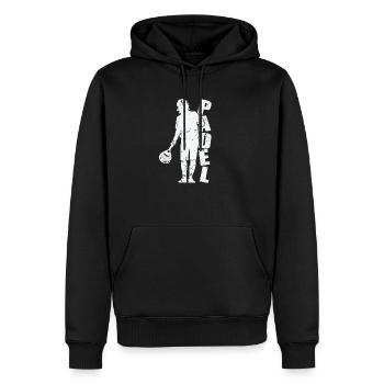 Joueur de padel avec raquette - Sweat à capuche Premium bio Homme - noir - Devant - Nico (187cm)
