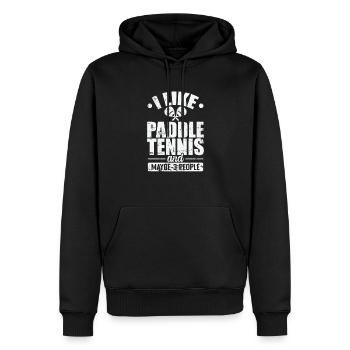 J’aime le padel et peut-être 3 personnes - Sweat à capuche Premium bio Homme - noir - Devant - Nico (187cm)