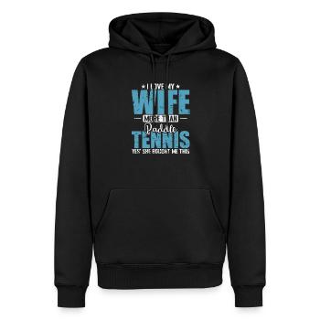 I Love my Wife more than Paddle Tennis - Männer Premium Bio Hoodie - Schwarz - Vorne - Nico (187cm)