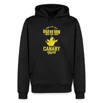 Je n’écoutais pas en pensant à mon canari - Sweat à capuche Premium bio Homme - noir - Devant - Nico (187cm)