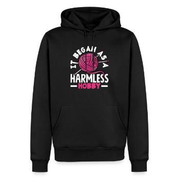 Drôle de tricot à l’aiguille à tricoter cadeau - Sweat à capuche Premium bio Homme - noir - Devant - Nico (187cm)