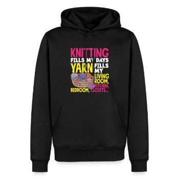 Funny Knitting Knitting Needle Gift - Men’s Premium Organic Hoodie - black - Front - Nico (187cm)