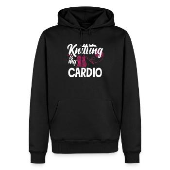 Drôle de tricot à l’aiguille à tricoter cadeau - Sweat à capuche Premium bio Homme - noir - Devant - Nico (187cm)