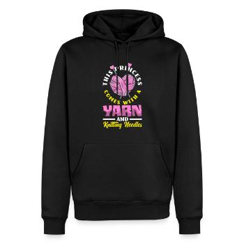 Drôle de tricot à l’aiguille à tricoter cadeau - Sweat à capuche Premium bio Homme - noir - Devant - Nico (187cm)